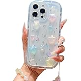 ZSYTZL Compatible with iPhone 16 Pro Case Clear Cute 3D Five Pointed Colorful Sparkling Stars with Bracelet Chain Design for Women Kawaii Protective case for iPhone 16 Pro-Colored Stars