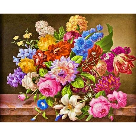 Erqingzh Dessin Au Diamant Diamant Broderie Fleurs Motif