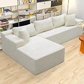 Boneless Couch Modular Sectional Sofa Cloud Corduroy Couch | Oversized Memory Foam Modular Boneless Sofa Compression Couches with Deep Seat for Living Room Bedroom, No Assembly