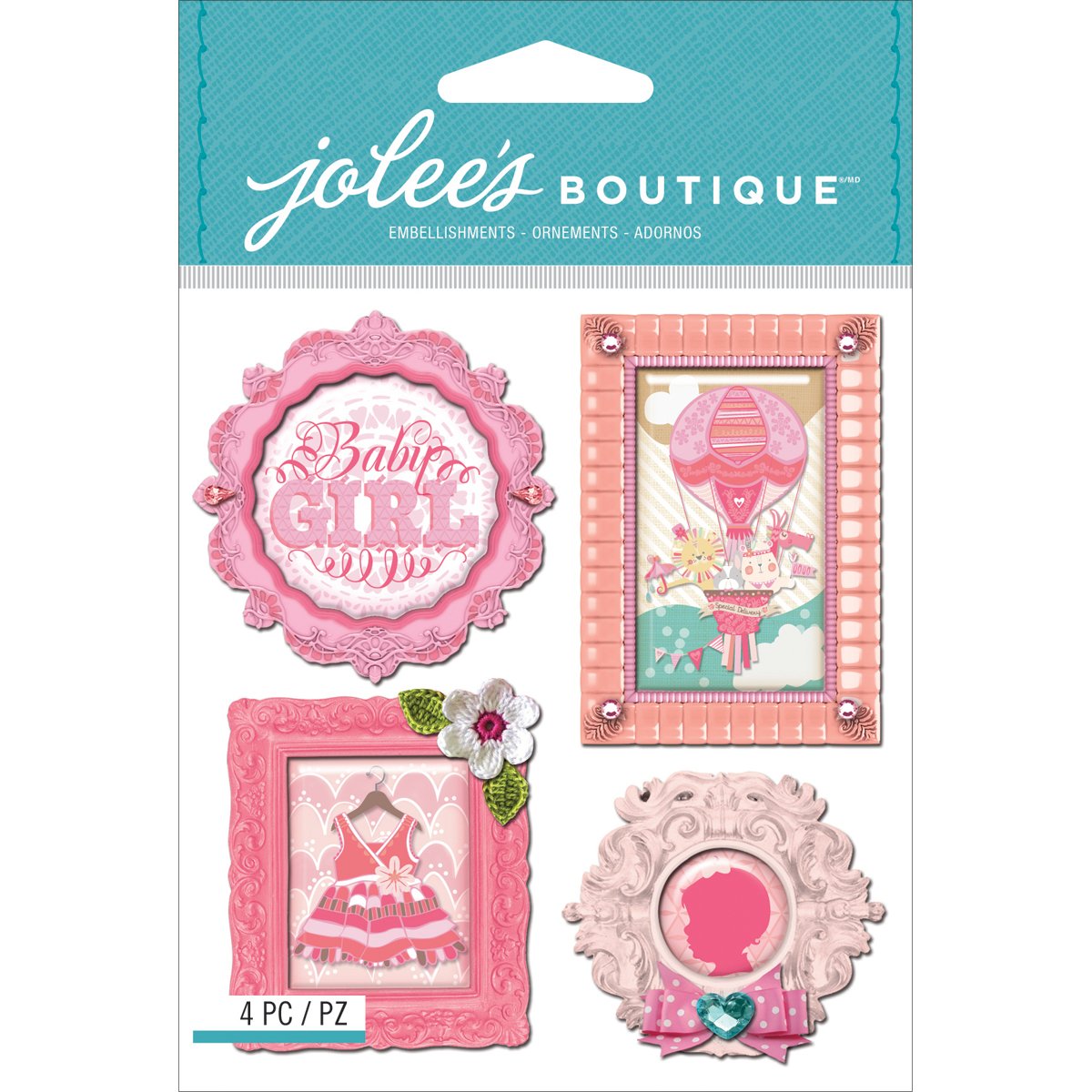 Jolee's Boutique Dimensional Stickers, Baby Girl Mini Frames