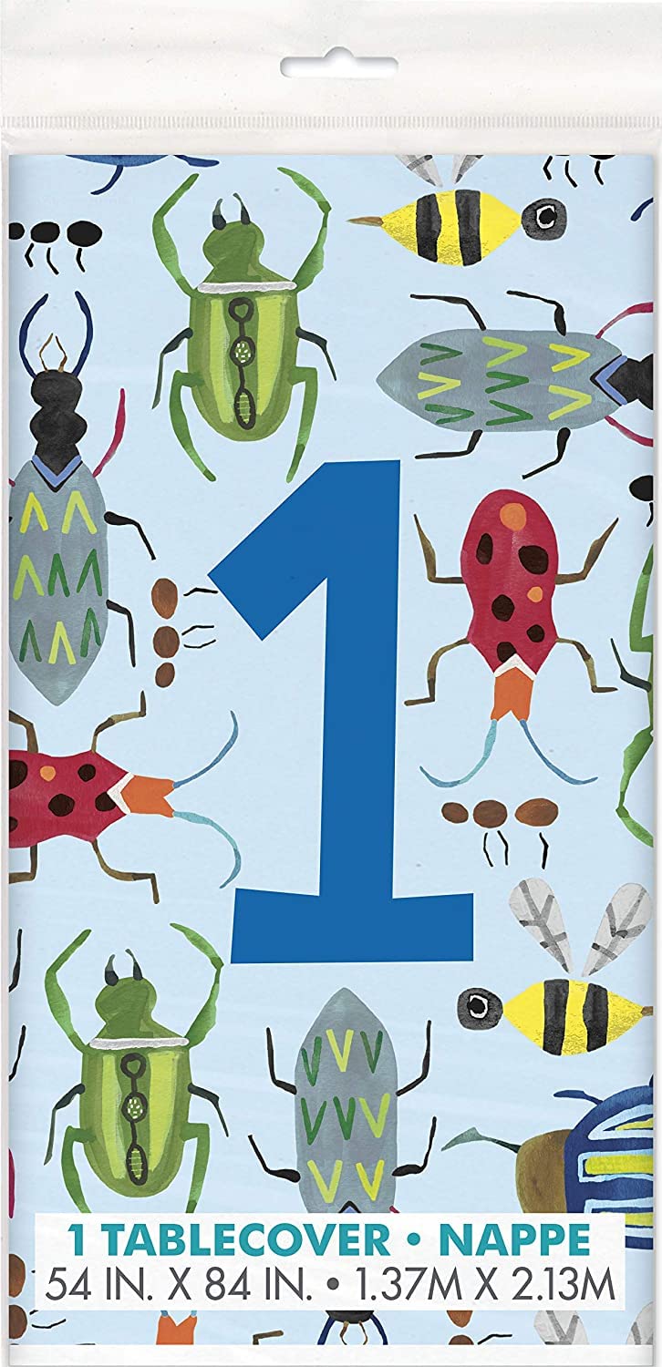 Unique Party 73343 - Bug 1st Birthday Plastic Tablecloth, 7ft x 4.5ft