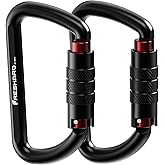 FresKaro 3inch 12kN-2698lbs Auto Locking Carabiner Clips, Solid D Shape, Heavy Duty 7075 Aluminum, Lightweight 1.09oz, Rust Proof, for Hammock, Hiking, Dog Leash, Keychain etc., Multi-Colors