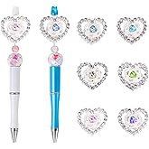 Frinnovan, 6 Pack Rhinestone Beads for Beadable Pens Metal Crystal Cute Loose Large Spacer Bead Charms for Jewelry Making Beadable Keychain Earring Necklace DIY Crafts Heart (Heart 6 Colors)