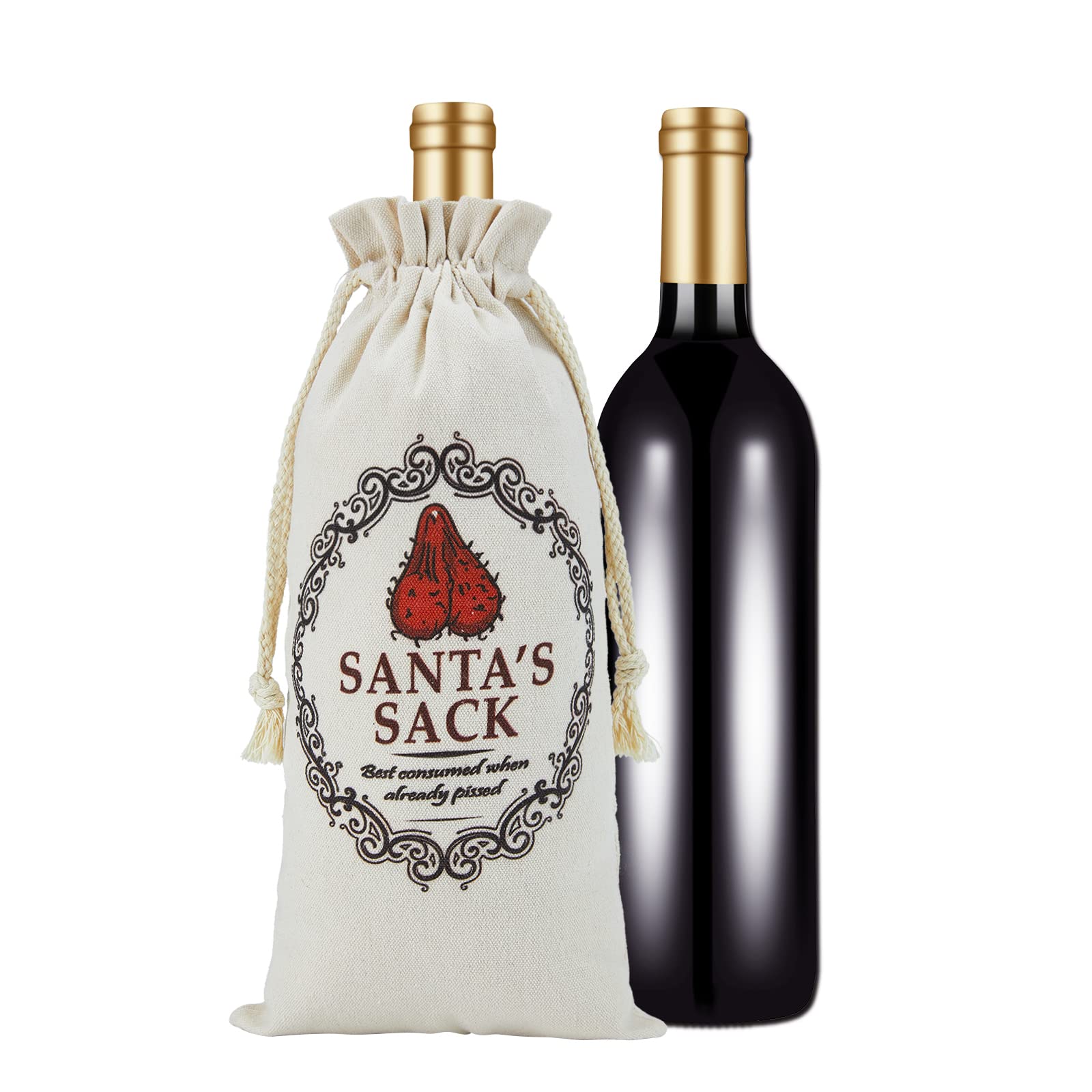 RF&CM Santa's Sack Christmas Funny Novelty Wine Bottle Bags Joke Humour Secret Santa