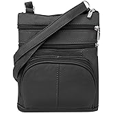 Silver Fever Women’s RFID-Blocking Crossbody Shoulder Bag - Top Grain Leather, Adjustable Strap, Multiple Pockets