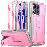 Poetic Revolution Case for Motorola Moto G Power 5G 2026 / Moto G Power 5G 2025, [Slide Camera Cover], Full-Body Military Grade Shockproof Cover with Kickstand and Built-in-Screen Protector, Pink