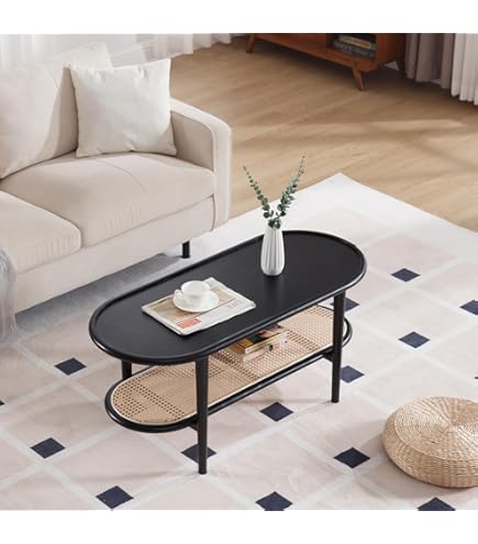 Amazon.com: QIUKIU Black Rattan Coffee Table, 39.5