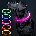 Colaseeme LED Dog Collar Light Up Dog Collars 1 Count USB Rechargeable TPU Glow Safety Basic Dog Collars, Please Do Not Use Fast Charging (Pink)