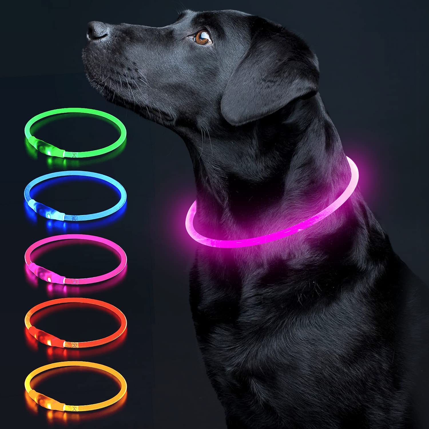 Photo 1 of Colaseeme LED Dog Collar, Light Up Dog Collar 1 Count USB Rechargeable TPU Glow Safety Dog Necklace Light, Dog Lights for Small Medium Large Dogs, Please Do Not Use Fast Charging (Pink)