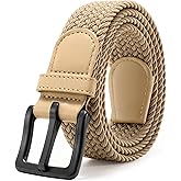 JASGOOD Elastic Braided Belt Men Stretch Golf Woven Casual Jeans Pants Canvas Fabric Tsa Approved Metal Free Belt