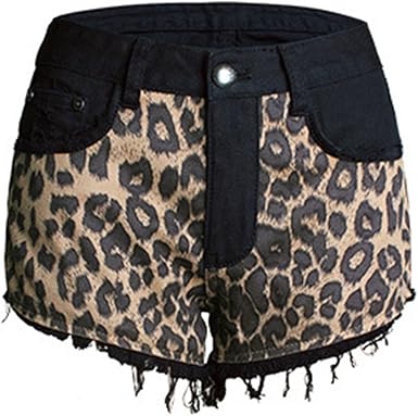 leopard print shorts denim