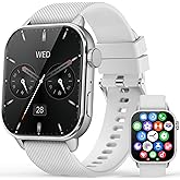 MFVLP Smart Watch for Men Women, 1.85'' AMOLED HD Fitness Watch with 120+ Sports Modes, Bluetooth Call/Heart Rate/Sleep Monitor/Pedometer, Smartwatch for Android iOS, IP68 Waterproof, Silver