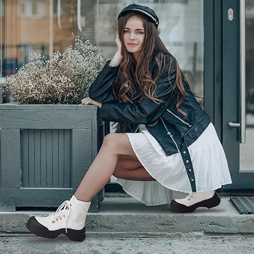 Goiphrri Platform Chelsea Boots Women Chunky Heel Motorcycle