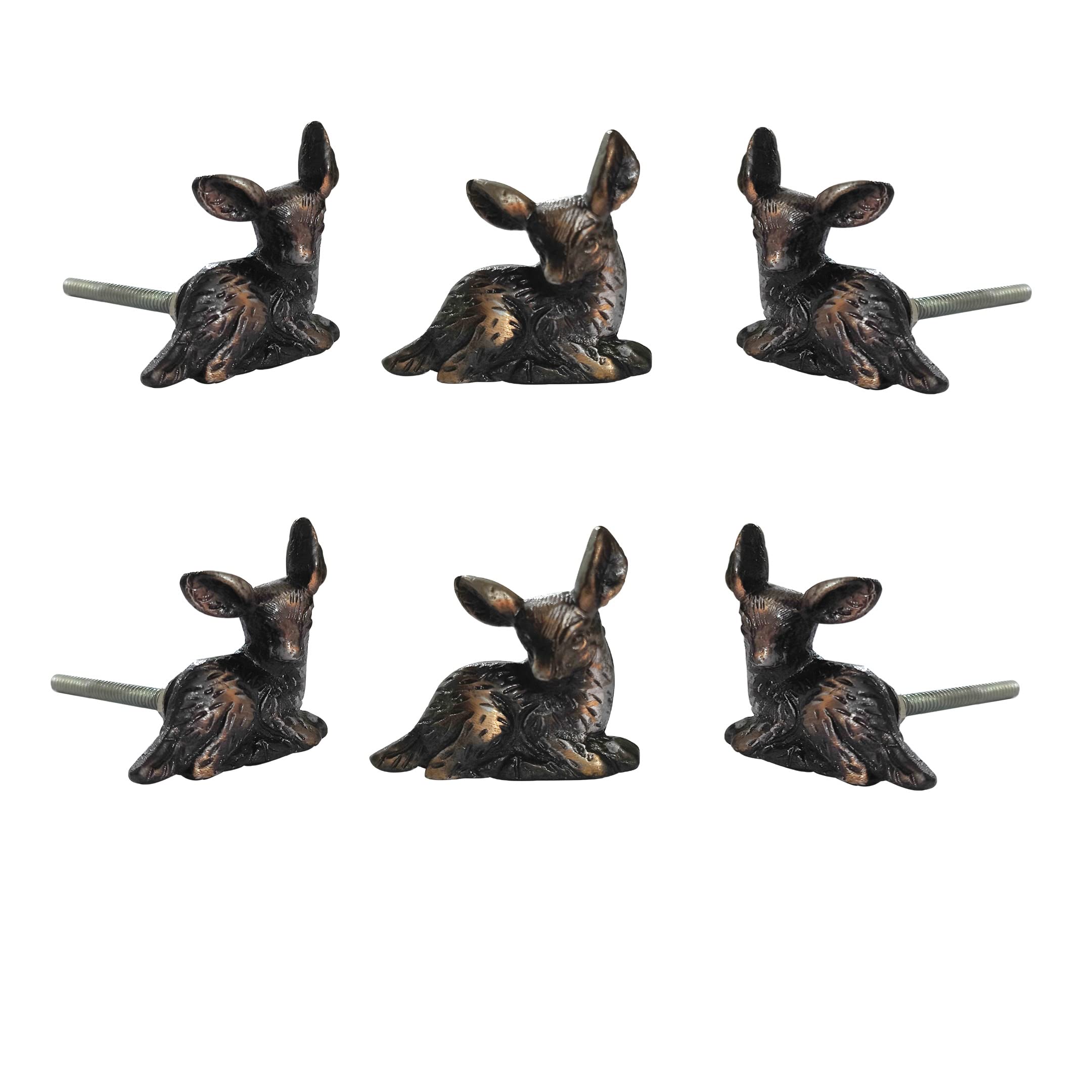 Perilla Home Set of 6 Deer Shape Knobs Kitchen Cabinet Cupboard Door Knobs Dresser Wardrobe and Drawer Pull (Antique)