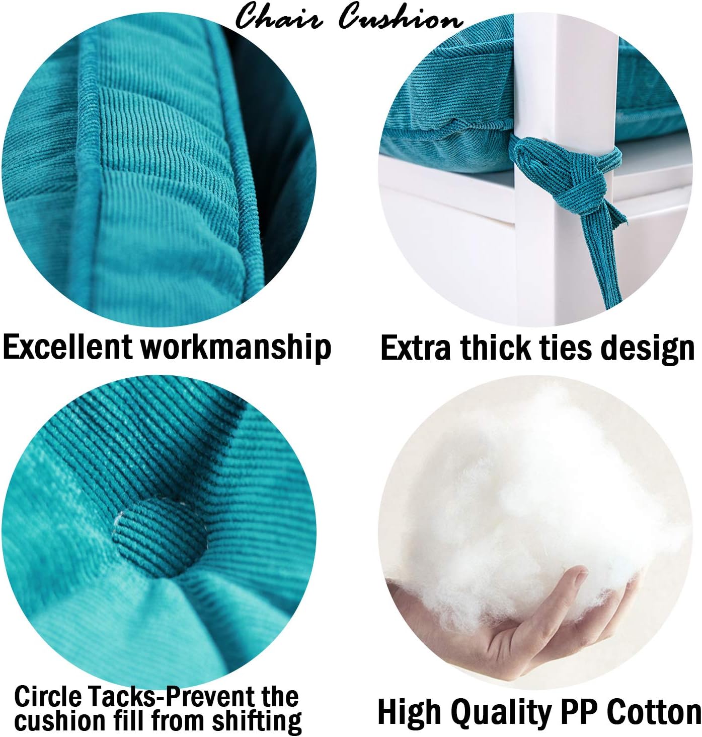 Tiita Patio Chair Pads Cushions 18 x 18 Inch Square Floor Pillows Pad for Outdoor Kitchen Dining Chairs with Ties Set of 2, Blue: Kitchen & Dining