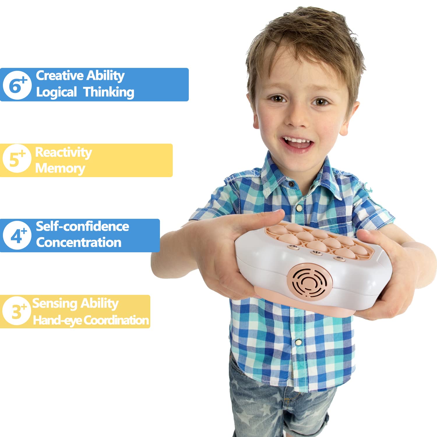 Pop The Target! Handheld Speed Push Game Machine: A Fun Multiplayer Game for Family. Sensory Fidget Toy Christmas Toys Gifts for 6 7 8 9 10 11 12 Years Old Kids Road Trip Car Games Kids White