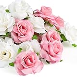 Kesoto 50pcs Mini Pink and White Roses Artificial