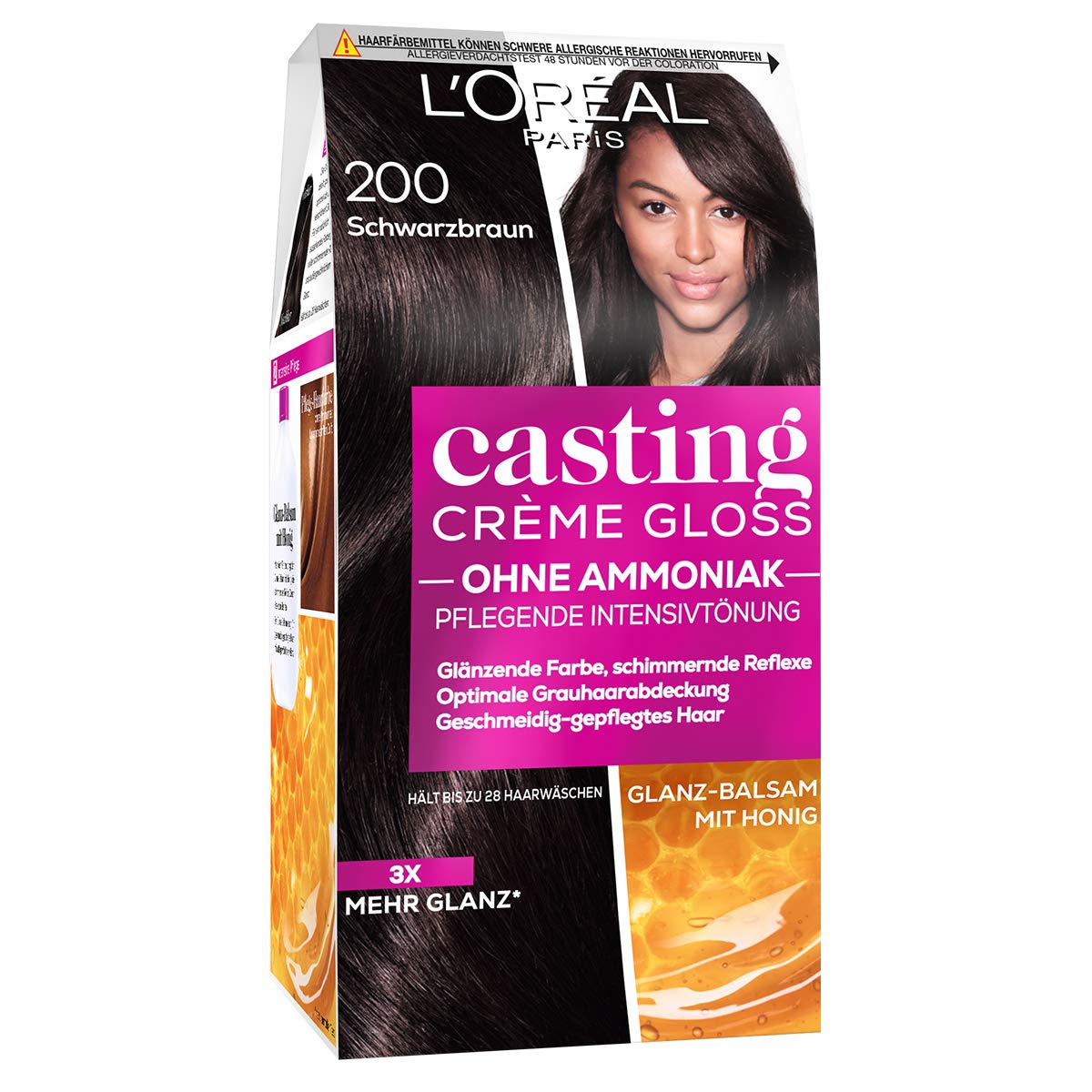 L'Oréal Paris Casting Creme Gloss Glossy Blacks Hair Colour 200 Black Brown, Single Pack