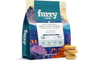FURRY WONDER Freeze Dried Raw Cat Food Grain Free Mighty Nuggets for Cats 16oz High Protein Cat Food for All Breeds and Life Stages (16 Ounce (453g), Skin & Coat Vitalize)