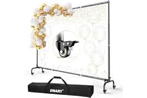 EMART 9.8x7.5ft Backdrop Stand with Wheels Moveable Banner Backdrop Holder, Adjustable Photo Back Drop Stand for Parties Deco