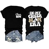 in My Cheer Mom Era Shirt for Women Game Day Mama Shirts Sport Tshirt Casual Cheerleading Tee Tops
