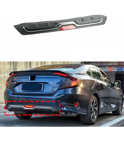 Rear Lower Bumper Diffuser Jdm Style With Dual Exhaust Tip Decor For Honda Civic
