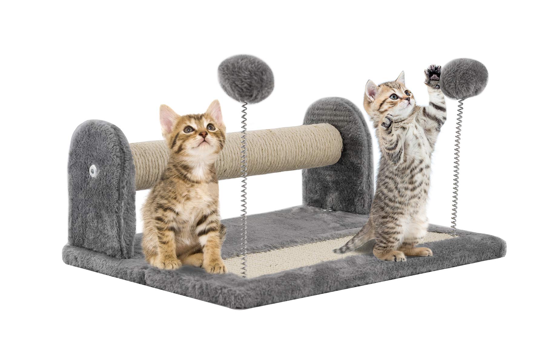 ADEPTNA Sturdy Durable Pet Cat Kitten Cat Scratching Post and Foldable Cats Scratch Board Full Sisal and Plush Covered with Toy Spring Play Balls Pet Healthy Activity