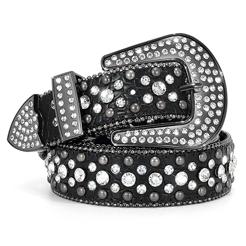 JASGOOD Rhinestone Belt for Women and Men, Western Cowboy Cowgirl