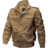 Jinsha Mens Canvas Cotton Military Casual Jacket Outdoor Utility Zipper Hiking Cargo Workwear Jackets Multi Pockets