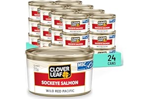 Clover Leaf Sockeye Salmon Wild Red Pacific - 213g, 24 Count - Canned Fish - High In Protein, Rich Vitamin D, Contains Omega-