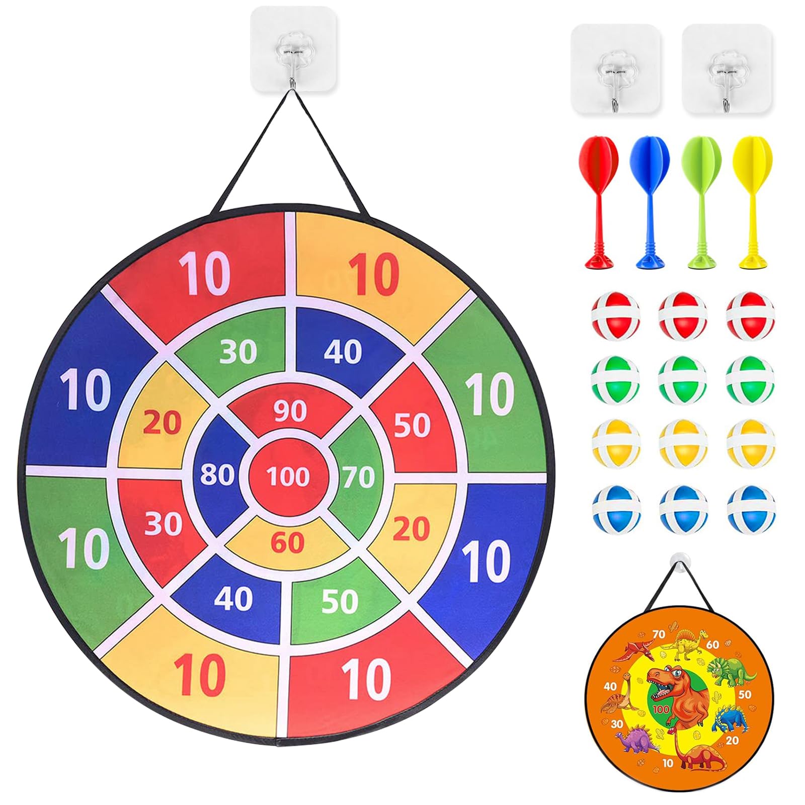 29 Inches Dartboards-Outdoor-Double Sided Kids Dart Board Set - Boys Toys Double Sided Dartboards with 20 Sticky Balls, Large 29-Inch Board,Gifts for 4 5 6 7 8 Year Old Boy Girl and Adult