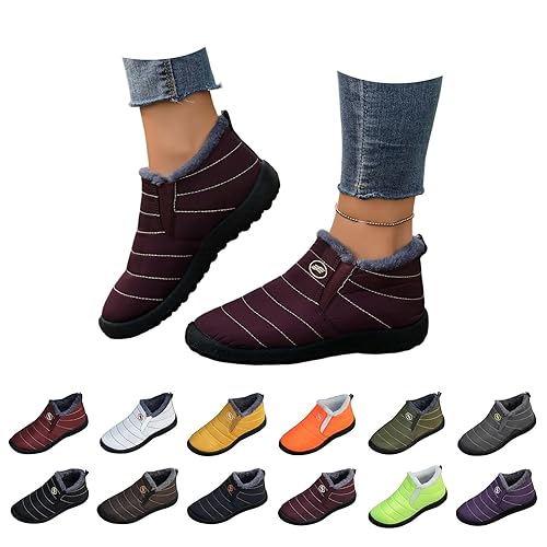 Warm Snow Boots Mens Women, Winter Boots For Women Uk, Winter Ankle Boot For Ladies, Ladies Mens Fur Lined Booties, Waterproof Slip On Outdoor Size 3-10