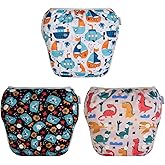 Babygoal Baby & Toddler Girl Swim Diapers, Reusable Adjustable Washable One Size Fits 6M-3T Gifts and Swimming Lessons 3 Pack 3ZSD24
