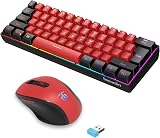 Snpurdiri 2.4G Wireless Gaming Keyboard and Mouse Combo 60 Percent Black Red