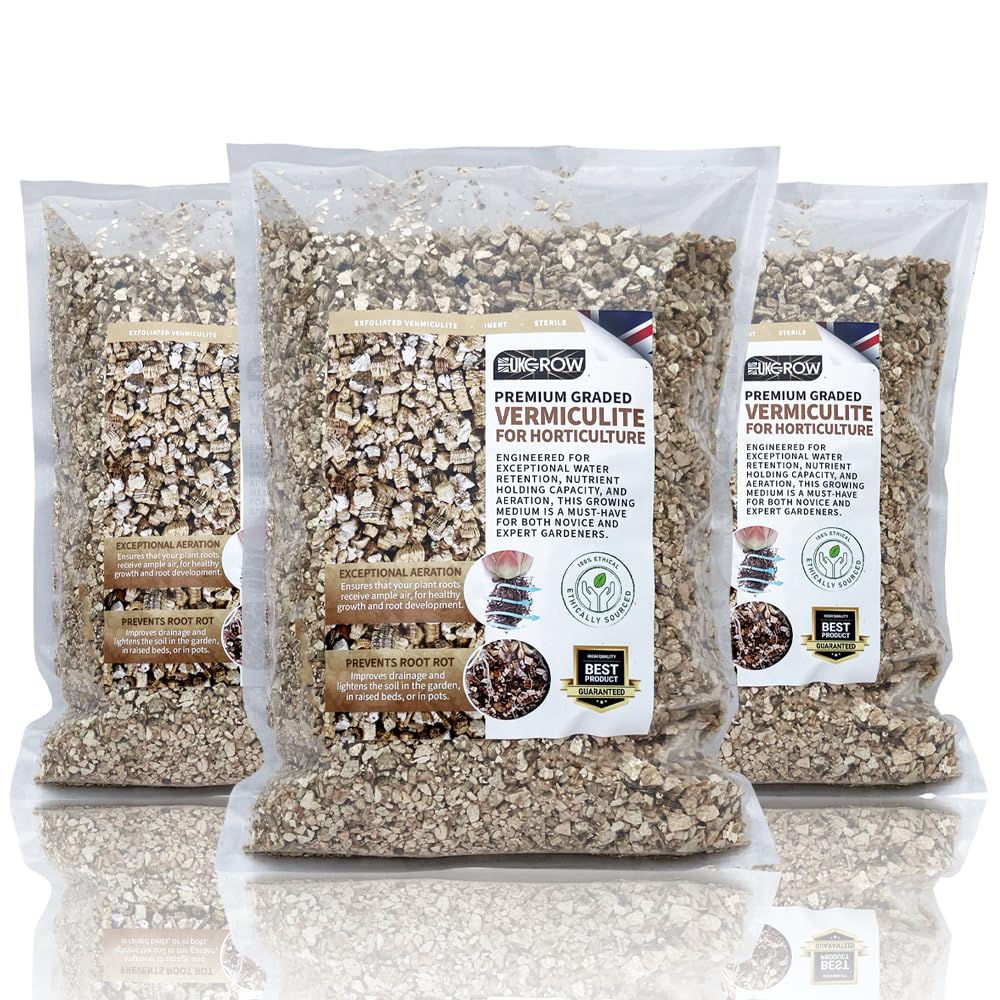 UK GROW 100% Pure Vermiculite - Bag - Improves Soil Aeration and Drainage - Ideal for Seed Starting, Repotting, and Composting (1L)