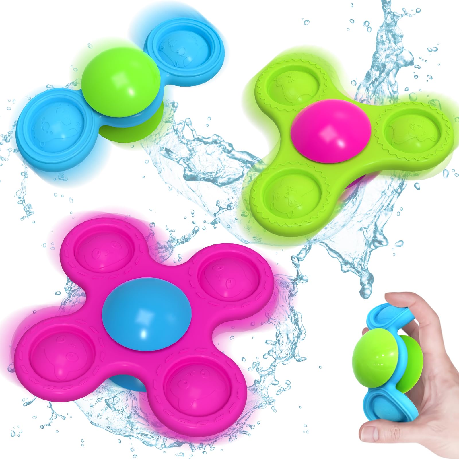 Photo 1 of Suction Spinner Toys for Babies Cute Animals Spinning Toys for Toddlers Travel Toys Sensory Toys Bath Toys for Babies 10-12 Months+ Gifts for Kids Suction Cup Toys (Classic Edition - Animals)