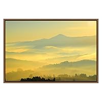 SIGNWIN Framed Canvas Wall Art Soft Yellow and Blue Sunrise Over Mountains Landscape Wilderness Photography Modern Art Contemporary Scenic Dramatic for Living Room, Bedroom, Office - 16