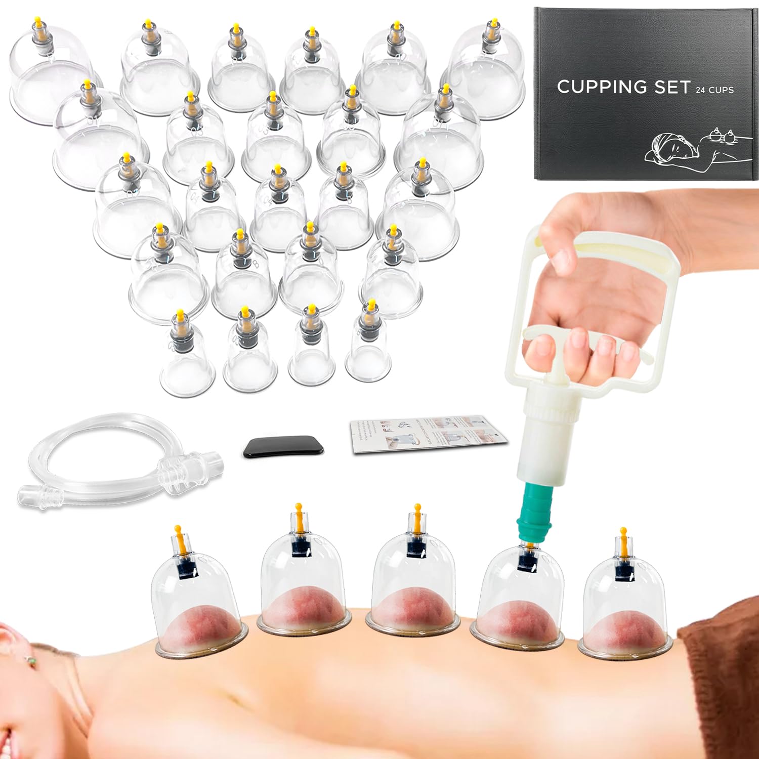 Photo 1 of AIKOTOO Cupping Therapy Set, 24 Massage Cups Cupping Set with Pump Vacuum Suction Cups for Body Cellulite Massage Back Pain Relief, Chinese Acupoint Physical Hijama