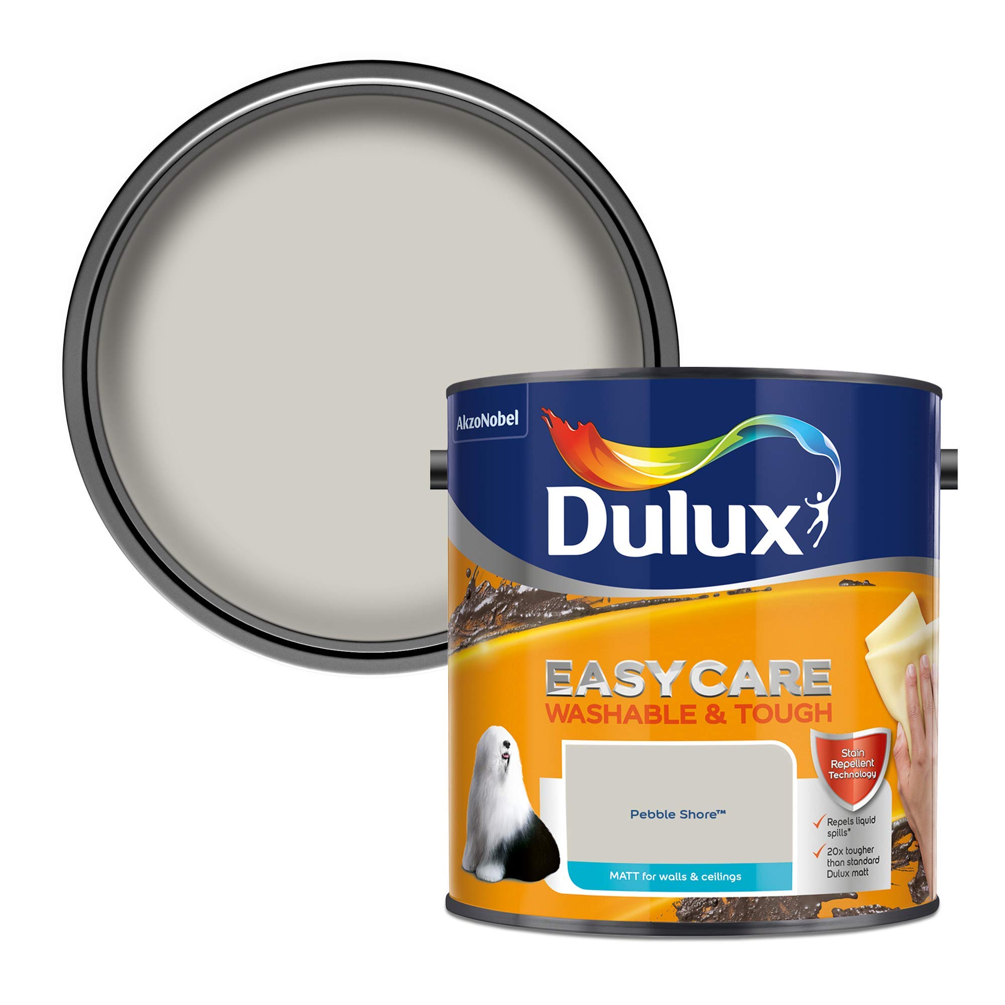 Dulux Easycare Washable & Tough Matt Emulsion Paint For Walls And Ceilings - Pebble Shore 2.5 Litres