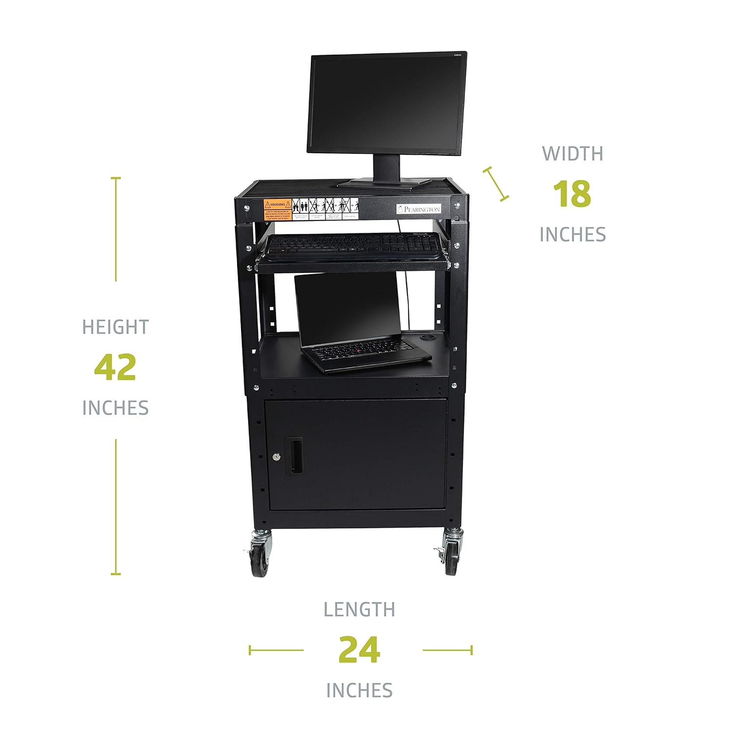 Pearington Rolling AV Cart with Adjustable Shelves: Industrial & Scientific