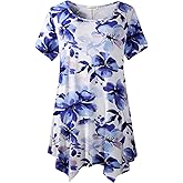 LARACE Short Sleeve Shirts for Womens Plus Size Tops Casual Summer Clothes Asymmetrical Tunic Blouses