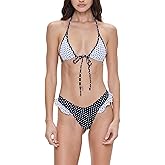 UAURORAO Women Polka Dot Bikini Sets Halter String Triangle Top Bottoms Ruffle Bathing Suit 2 Piece Swimwear