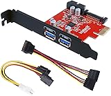 Inateck PCI-E to USB 3.0 2-Port PCI Express Card and 15-Pin Power Connector, Mini PCI-E USB 3.0 Hub Controller Adapter, with Internal USB 3.0 20-PIN Connector - Expand Another Two USB 3.0 Ports