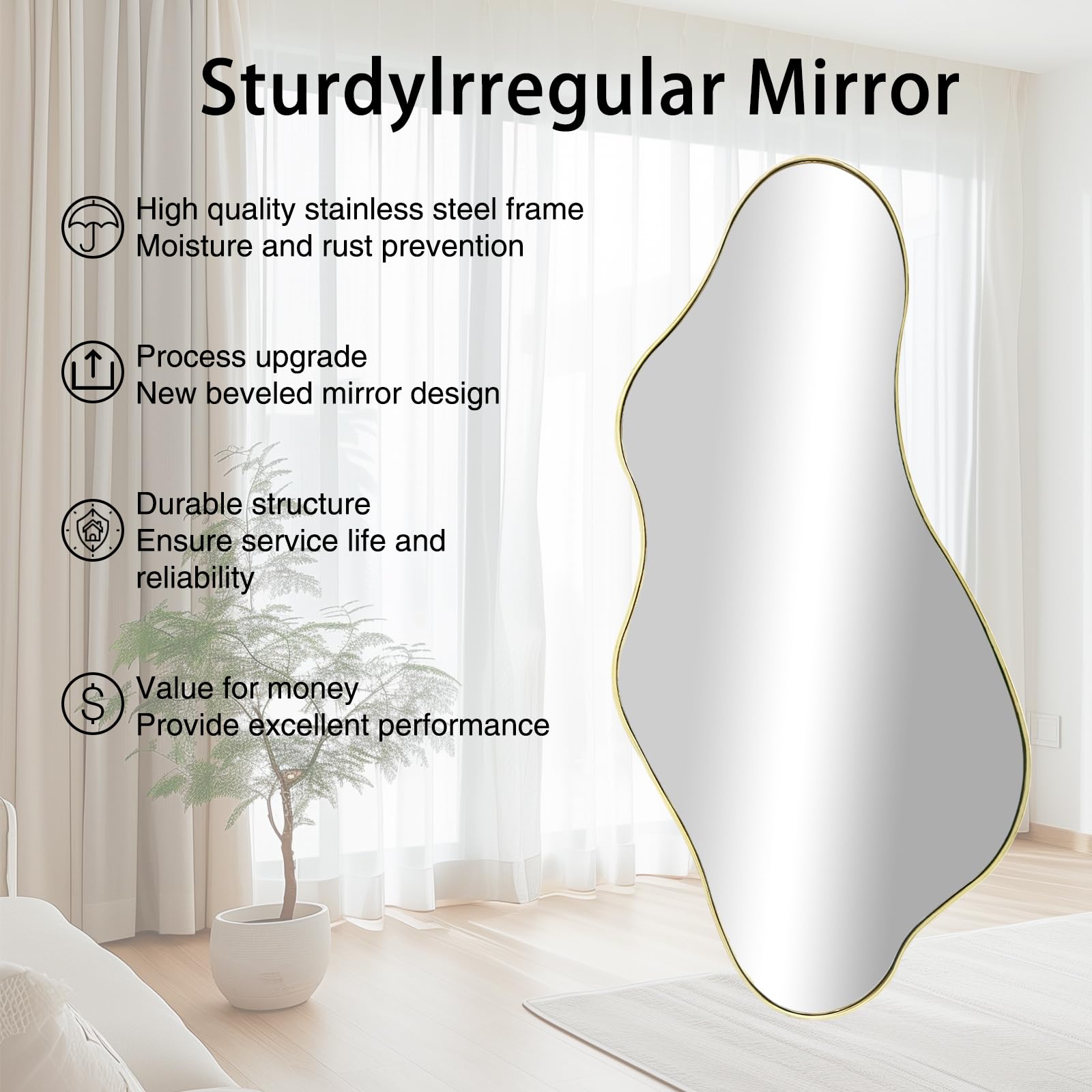 DAOYIJIAJU Gold Irregular Mirror, 63