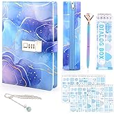 Diary with Lock for Girls Ages 8-12, Valentines Day Gifts for Girls 8 9 10 11 12 13 14 Year Old Journal with Lock, Secret Diary Notebook with Pencil Case Pen Stickers Bookmark Gifts for Teen Girls