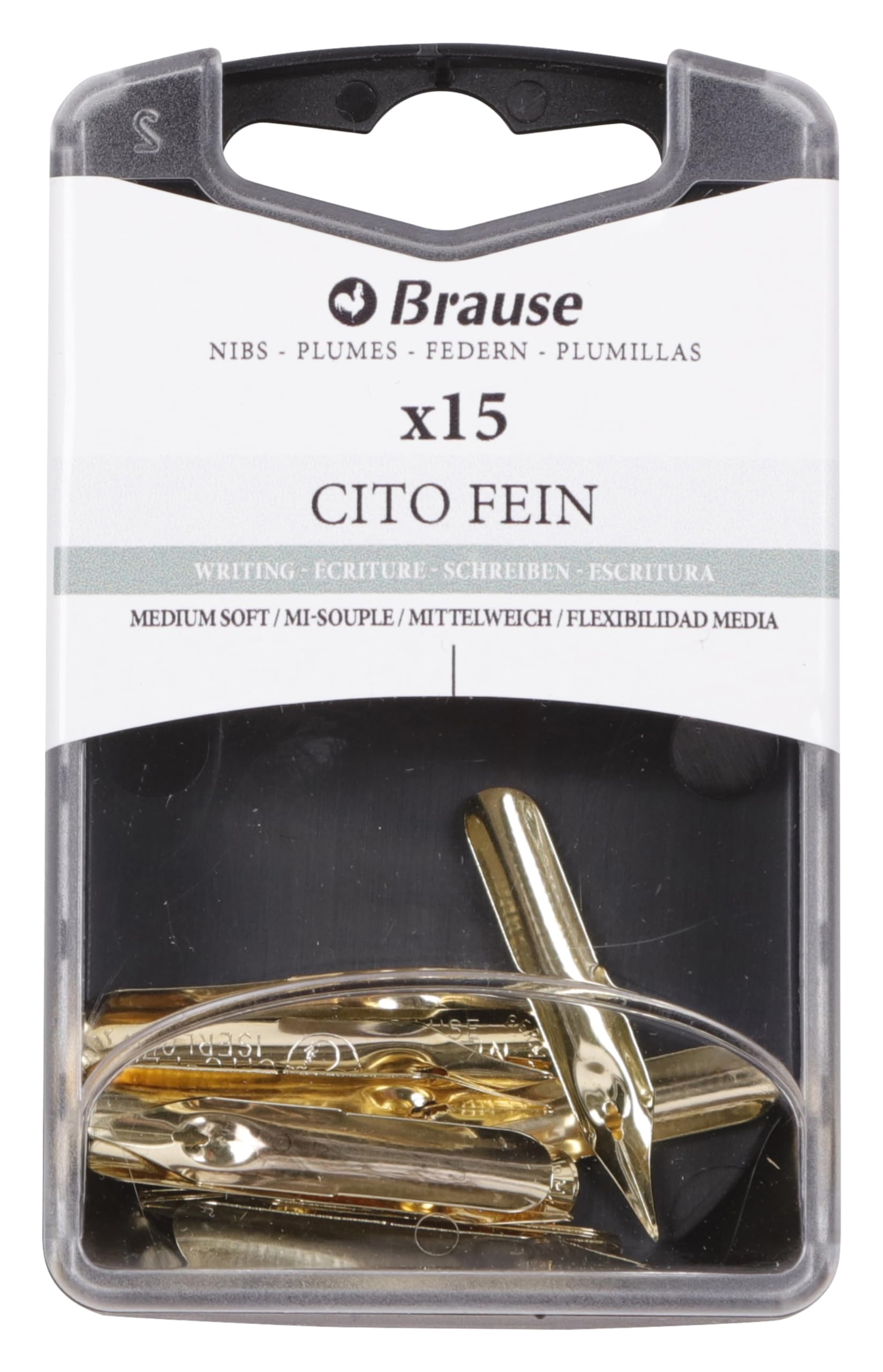Brause 150046B - Writing nibs for fountain pen nib holders - Box of 15 Cito Fein nibs - Made in Germany - Ecriture writing - Calligraphy - Writing - Art Tools
