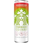 Starbucks Iced Energy, Strawberry Kiwi, Zero Sugar Energy Drink, Plant Based Caffeine, Hydration, Mental Clarity, 12 Fl Oz Can