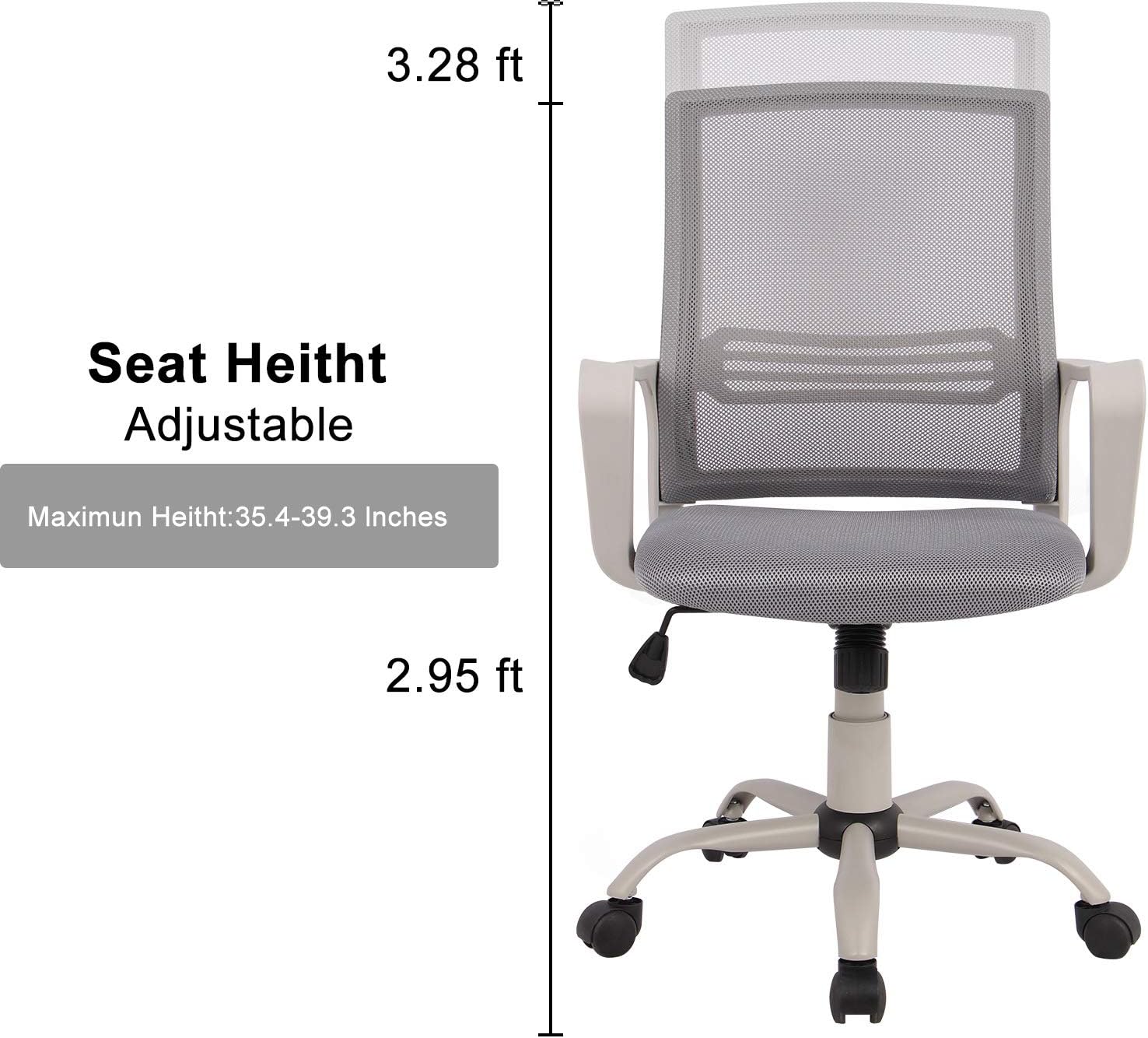 Office Chair, Mid Back Mesh Office Computer Swivel Desk Task Chair, Ergonomic Executive Chair with Armrests: Furniture & Decor