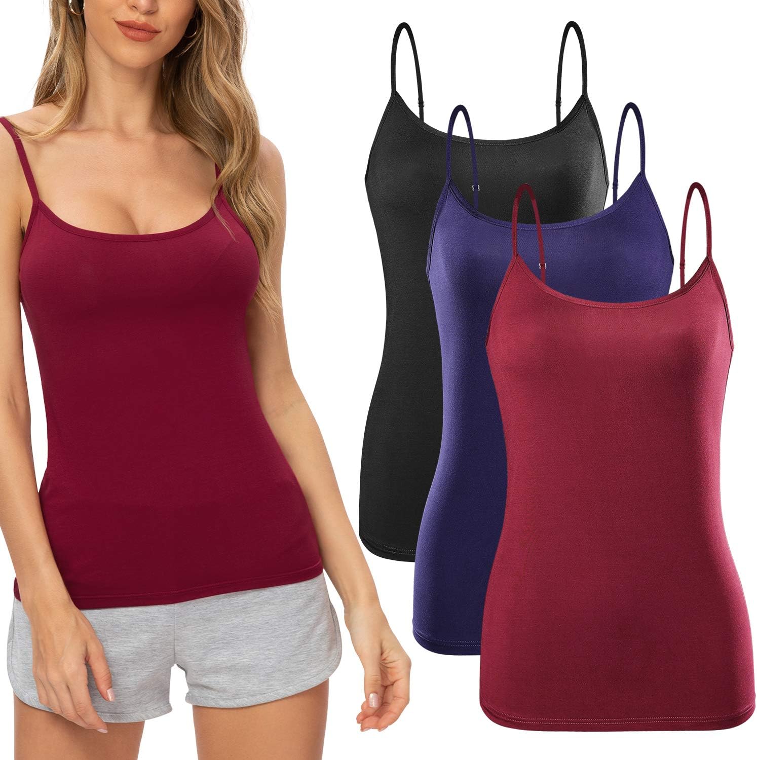 AMVELOP Adjustable Camisole for Women Spaghetti Strap Tank Top Camisoles