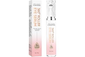 UPDATECLASSIC 5% Caffeine Eye Serum and Under Eye Roller Cream for Dark Circles and Puffiness, Anti-Aging Eye Gel with 360° Massage Ball Reduce Wrinkles, Crows Feet and Bags under eyes